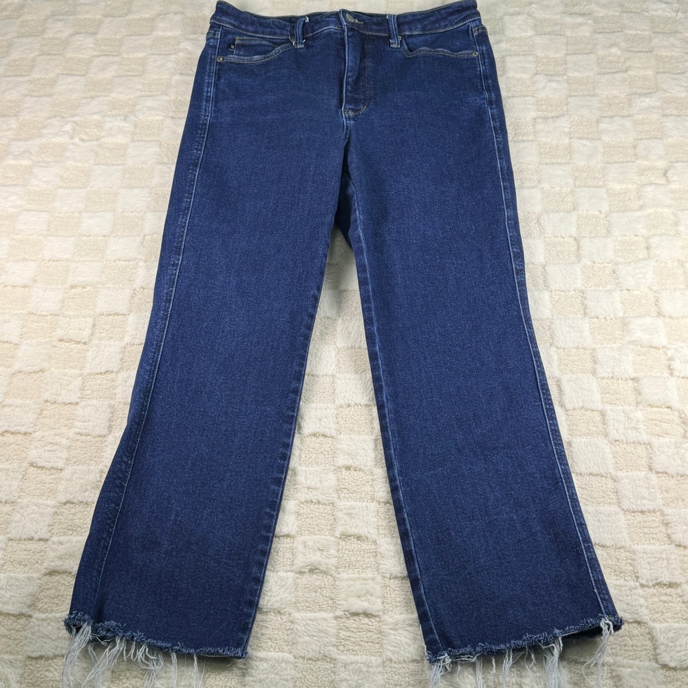 Judy Blue High Waist Raw Hem Straight Leg Jeans Dark Wash Size 11/30